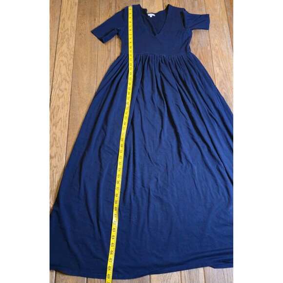 Demylee Women's XS Navy Blue Short Sleeve V-Neck Maxi Dress 100% Cotton - Picture 11 of 12